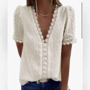 V Neck Lace Blouse